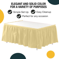Light Yellow Plastic Table Skirt | 6 Pack