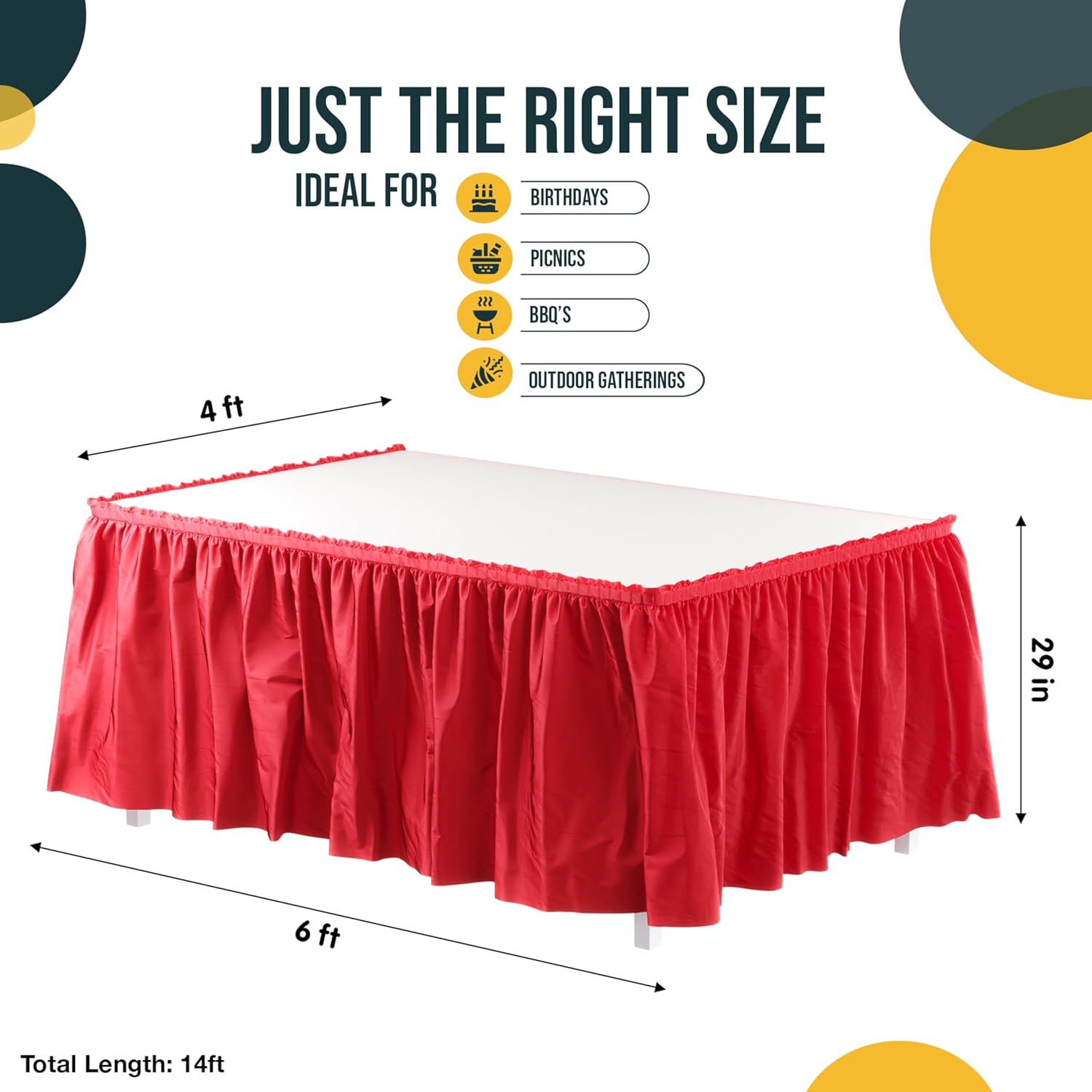 Red Plastic Table Skirt | 6 Pack