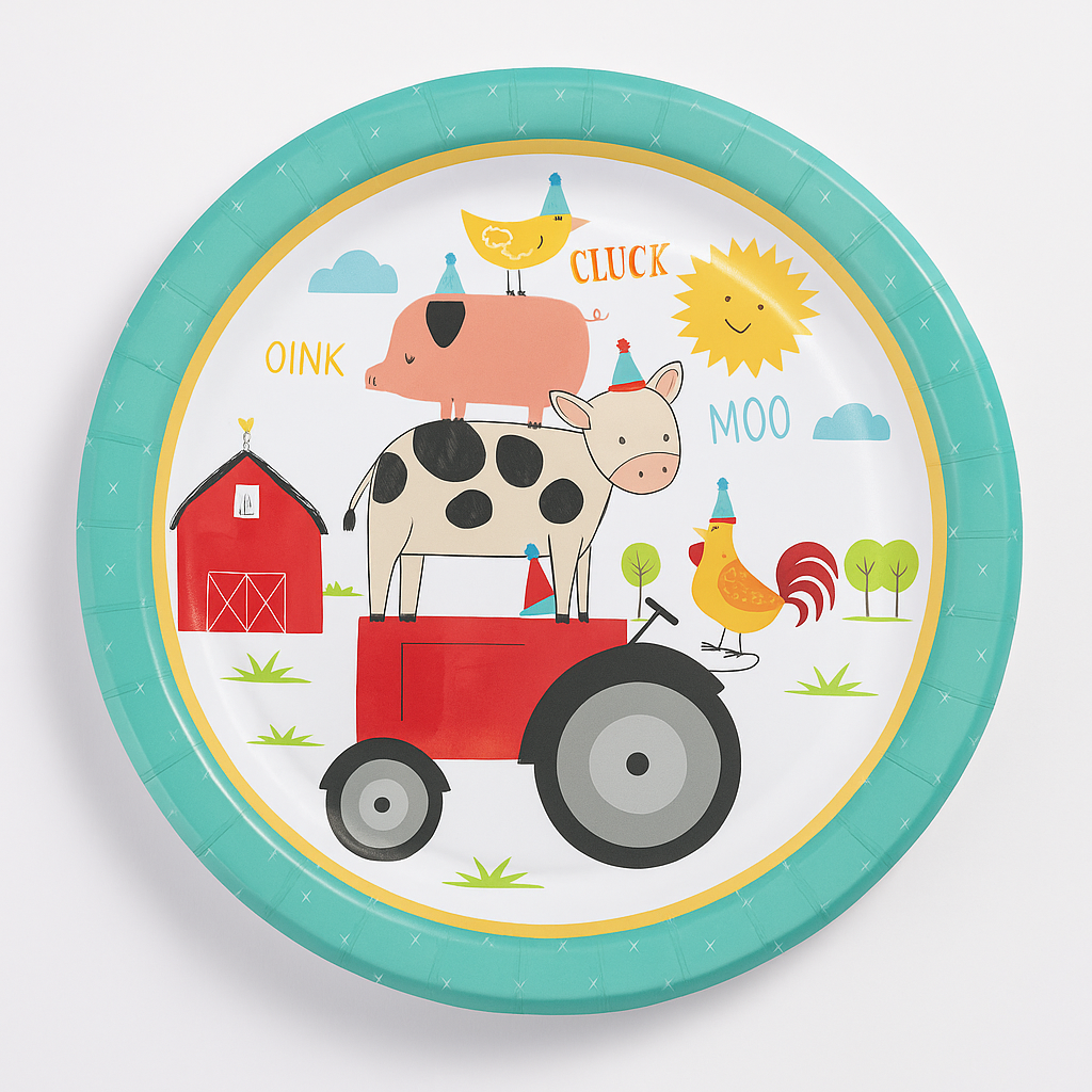 Friendly Farm Barnyard Paper Plates - 18 Pack