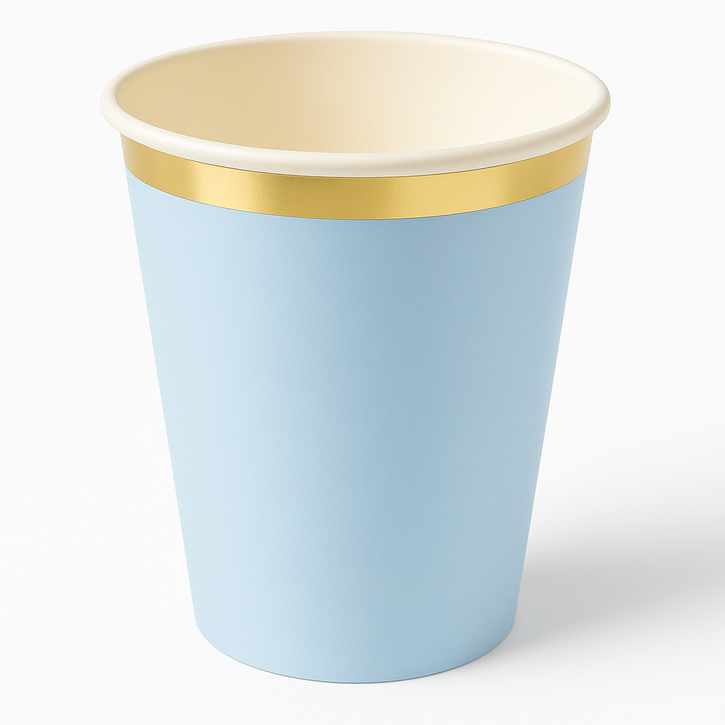 Elegant Blue & Gold 12oz Paper Cups