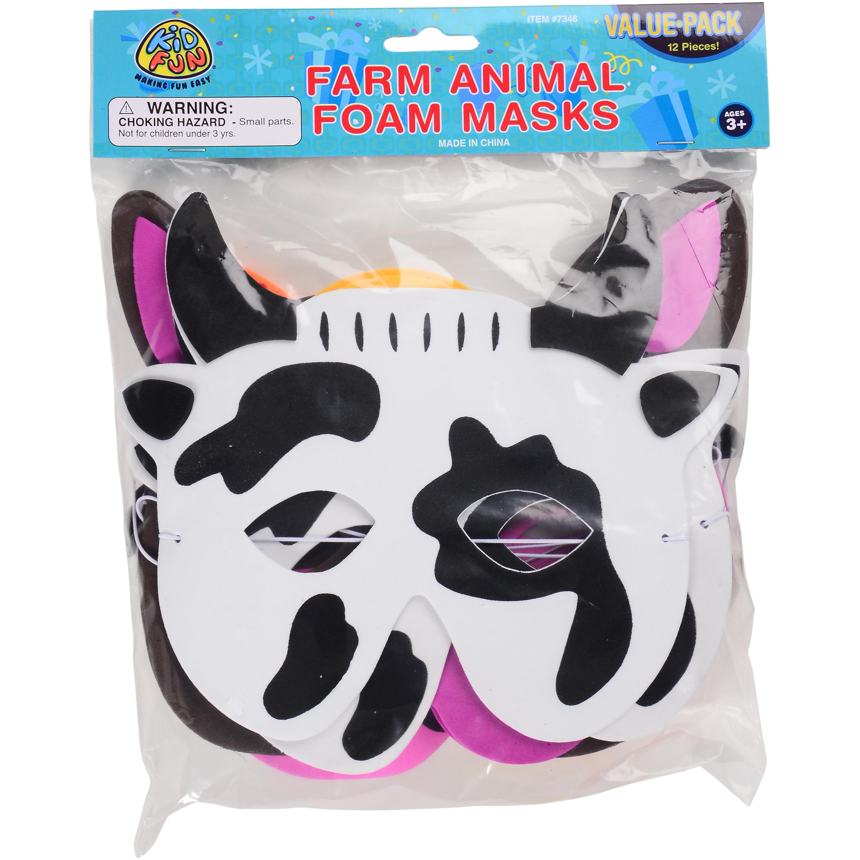 Farm Animal Foam Masks - 12 Count
