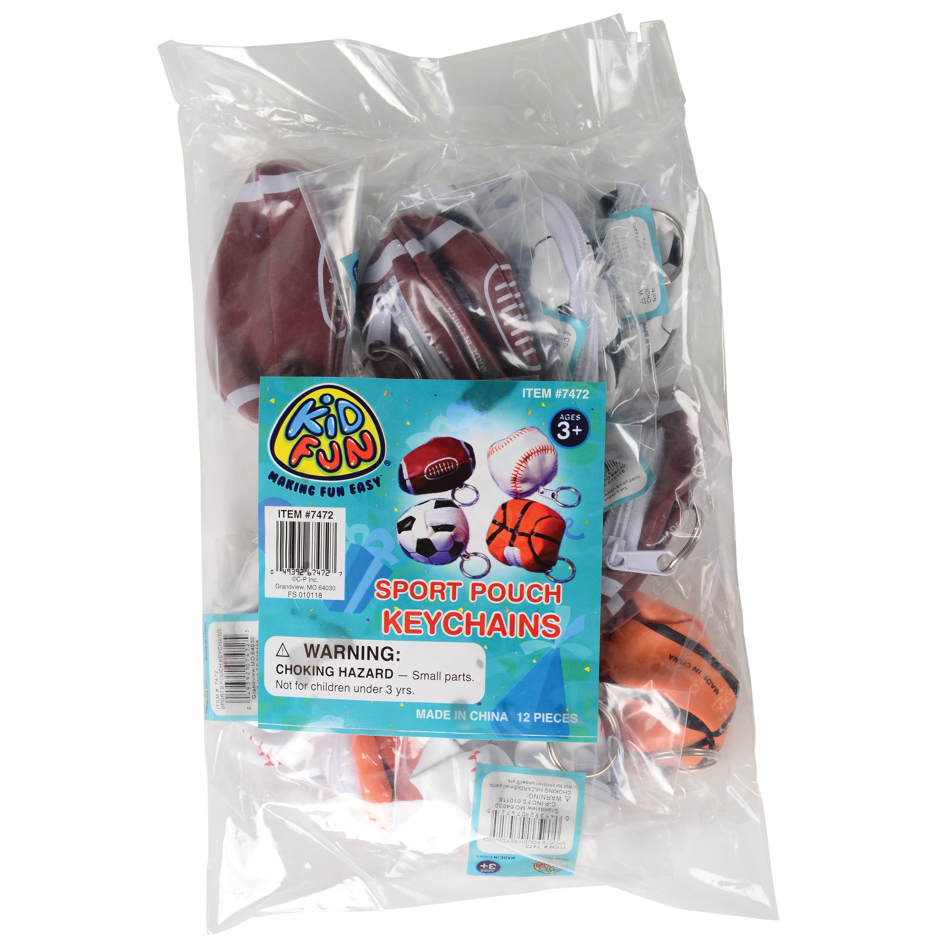 Sports Pouch Keychains - 12 Count