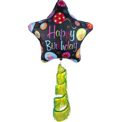 Starburst Happy Birthday AirWalker Balloon with Fringe