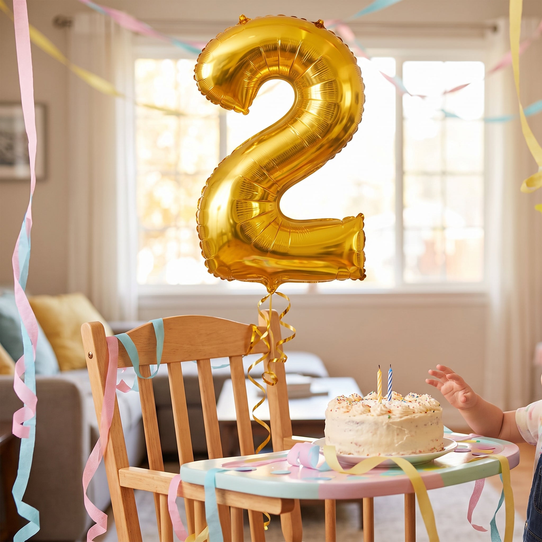50-Inch Gold Foil Number 2 Balloon - Metallic Finish