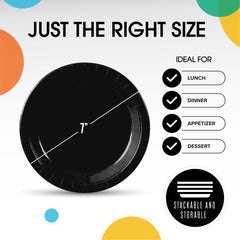 7 In. Black Paper Plates - 50 Ct.