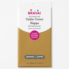 Gold Plastic Table Cover - 54 x 108 Inches