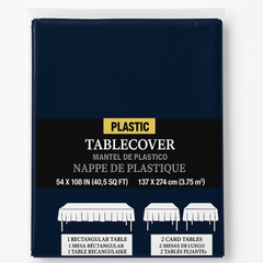 True Navy Plastic Table Cover - 54" x 108"