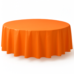 Vibrant Orange 84" Round Plastic Table Cover