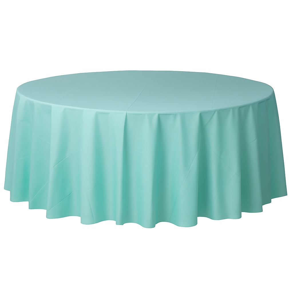 Robin's Egg Blue Round Plastic Table Cover - 84"