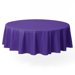 Elegant Purple Round Plastic Table Cover - 84"