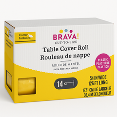 Yellow Plastic Table Cover Roll with Slide Cutter - 54in x 126ft