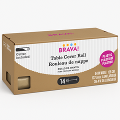 Gold Plastic Table Cover Roll with Cutter - 40" x 126'