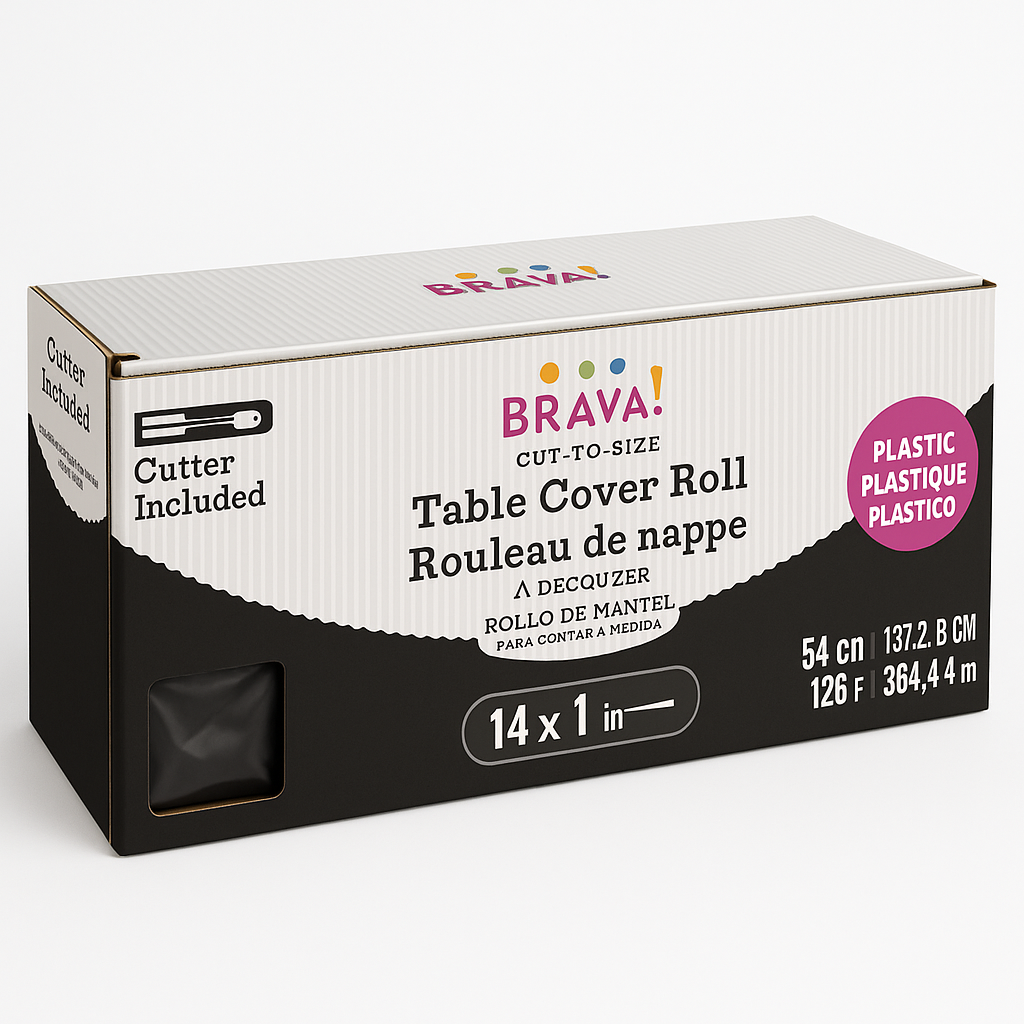 Black Plastic Table Cover Roll with Slide Cutter - 40" x 126' for Versatile Event Use