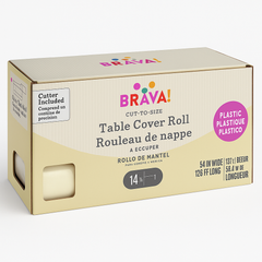 Vanilla Cream Plastic Table Cover Roll with Slide Cutter - 54" x 126 ft