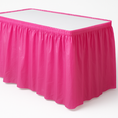 Bright Pink Plastic Table Skirt