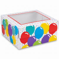 Colorful Birthday Cake Box with Viewing Window, 12"x12"x6"