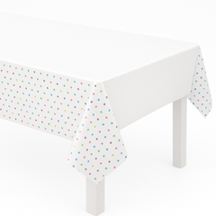Spa Party Polka Dot Plastic Table Cover, 54" x 96" for Kids Birthday