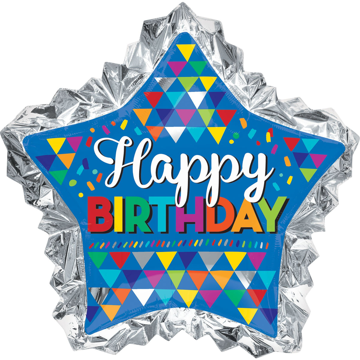 Colorful Ruffle Star Happy Birthday Foil Balloon