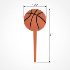 Basketball Party Picks - 3" Orange Plastic Toppers, 36 Pack