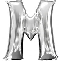 Silver Metallic Letter "M" Foil Balloon