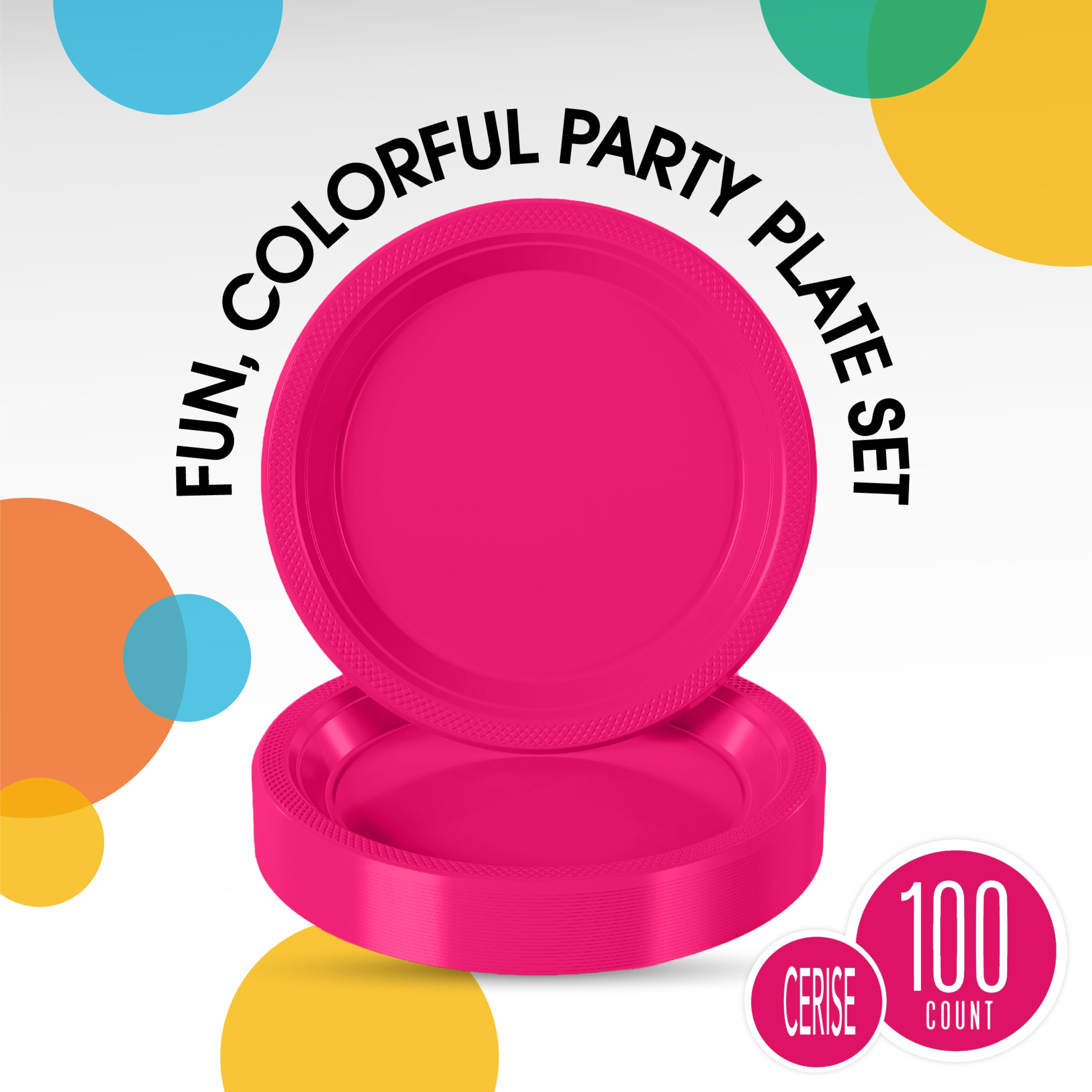 7 In. Cerise Plastic Plates | 100 Count
