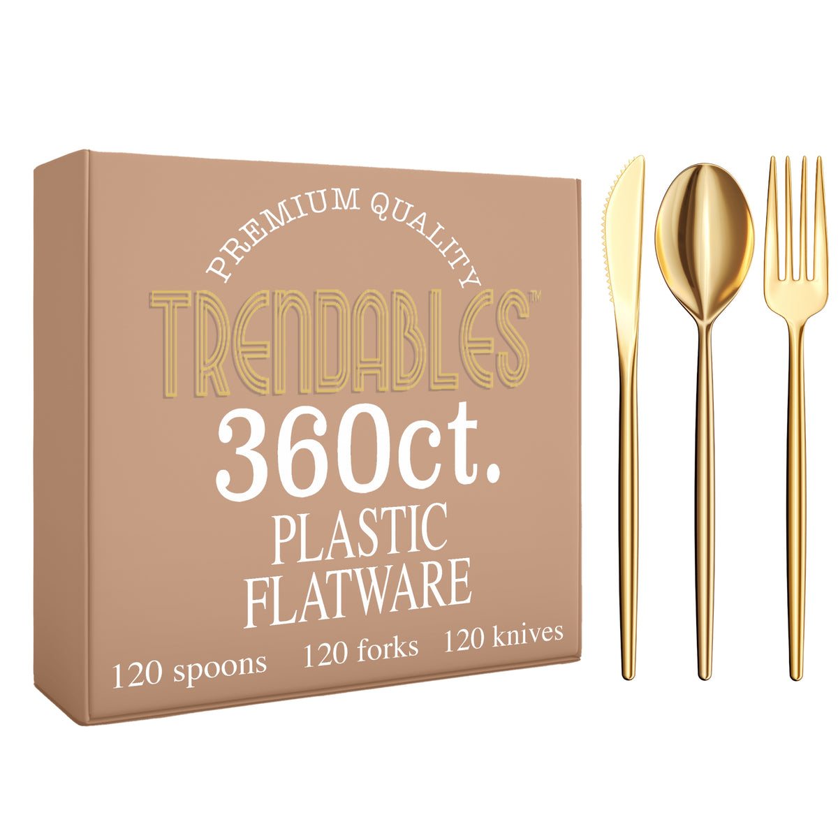 360 Pack Trendable Gloss Cutlery Combo Gold 120/120/120