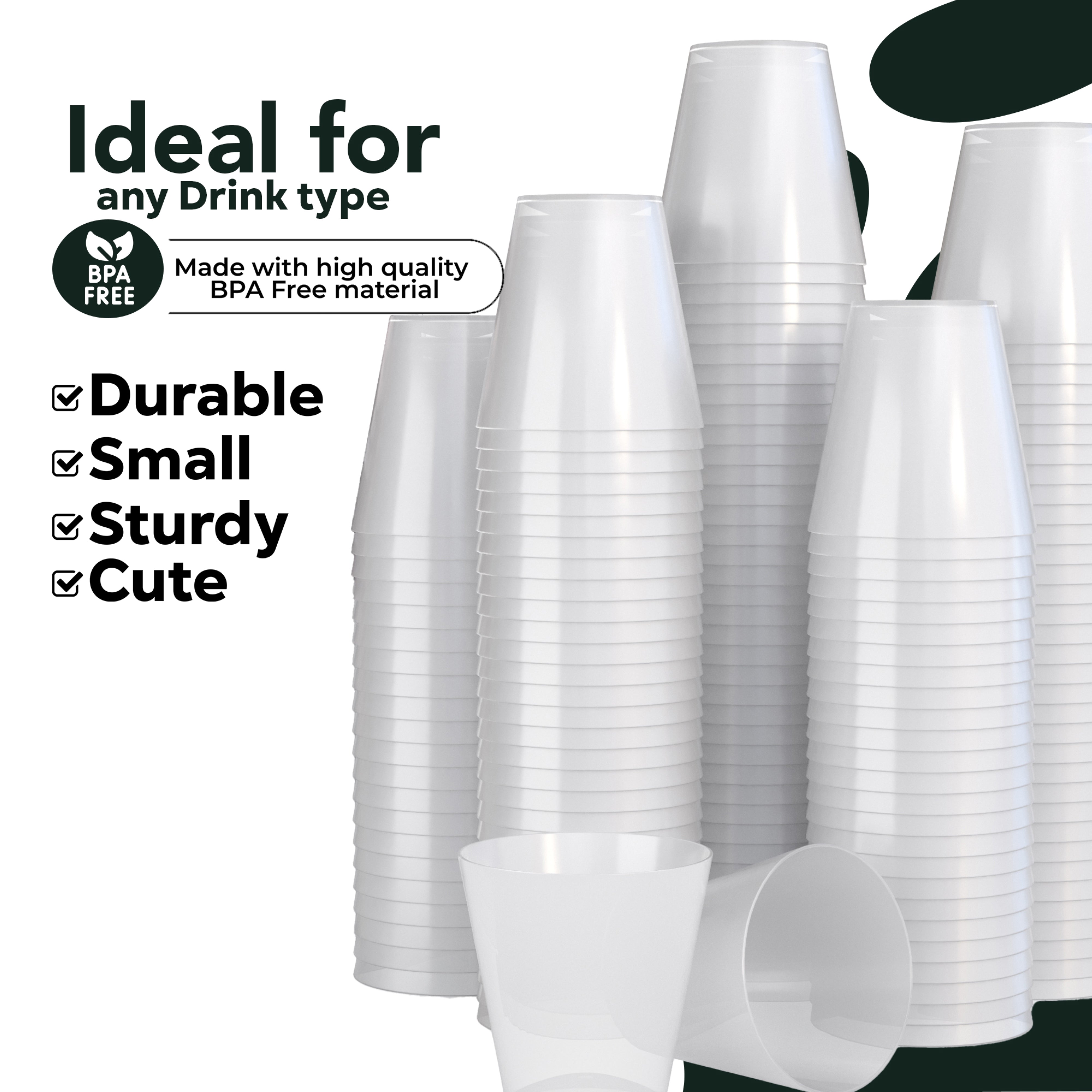 2 Oz. White Pearl Plastic Shot Glasses | 100 Count