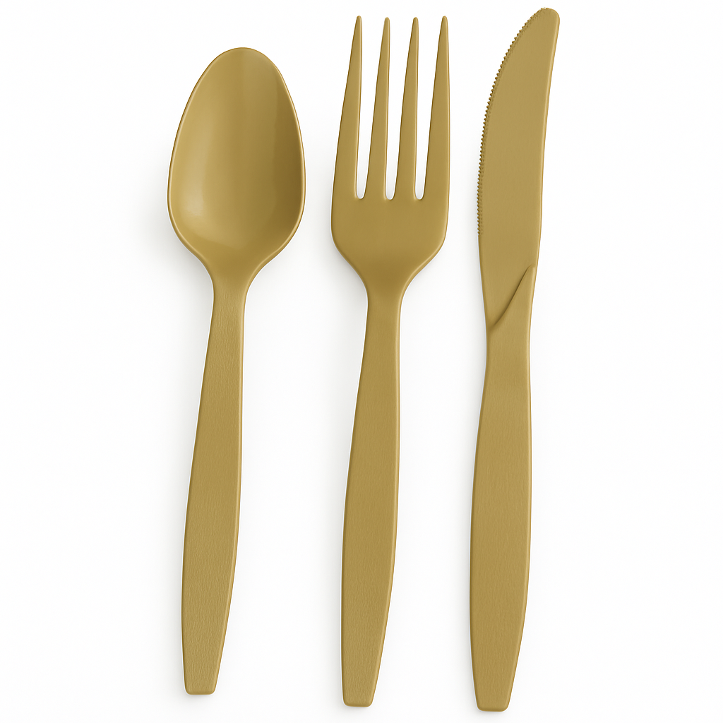 Gold Plastic Cutlery Set - 32 Pieces