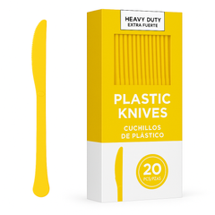 Heavy Duty Yellow Plastic Knives - 20 Pack
