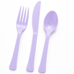 Lavender Heavy Duty Plastic Cutlery Set