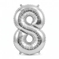 Silver Foil Air-Filled Number 8 Balloon