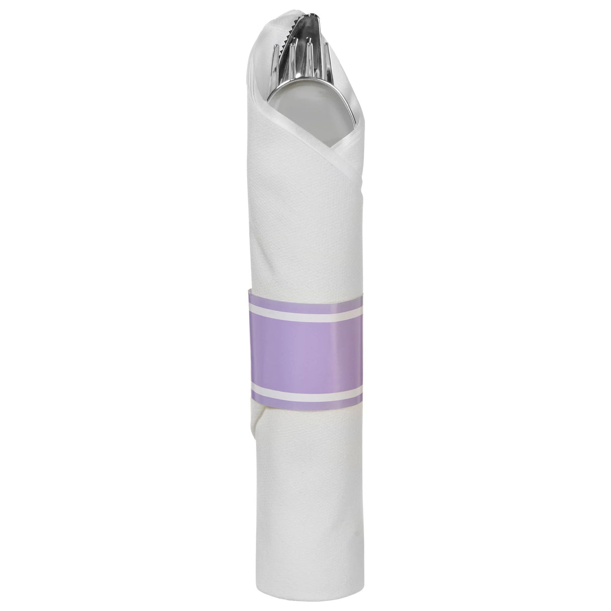 Premium Lavender Rolled Cutlery Set with Guest Towel - 10 Pack