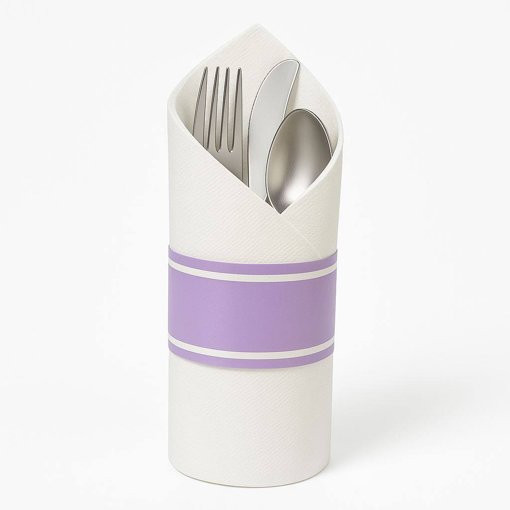 Lavender Premium Rolled Cutlery Set with Guest Towel
