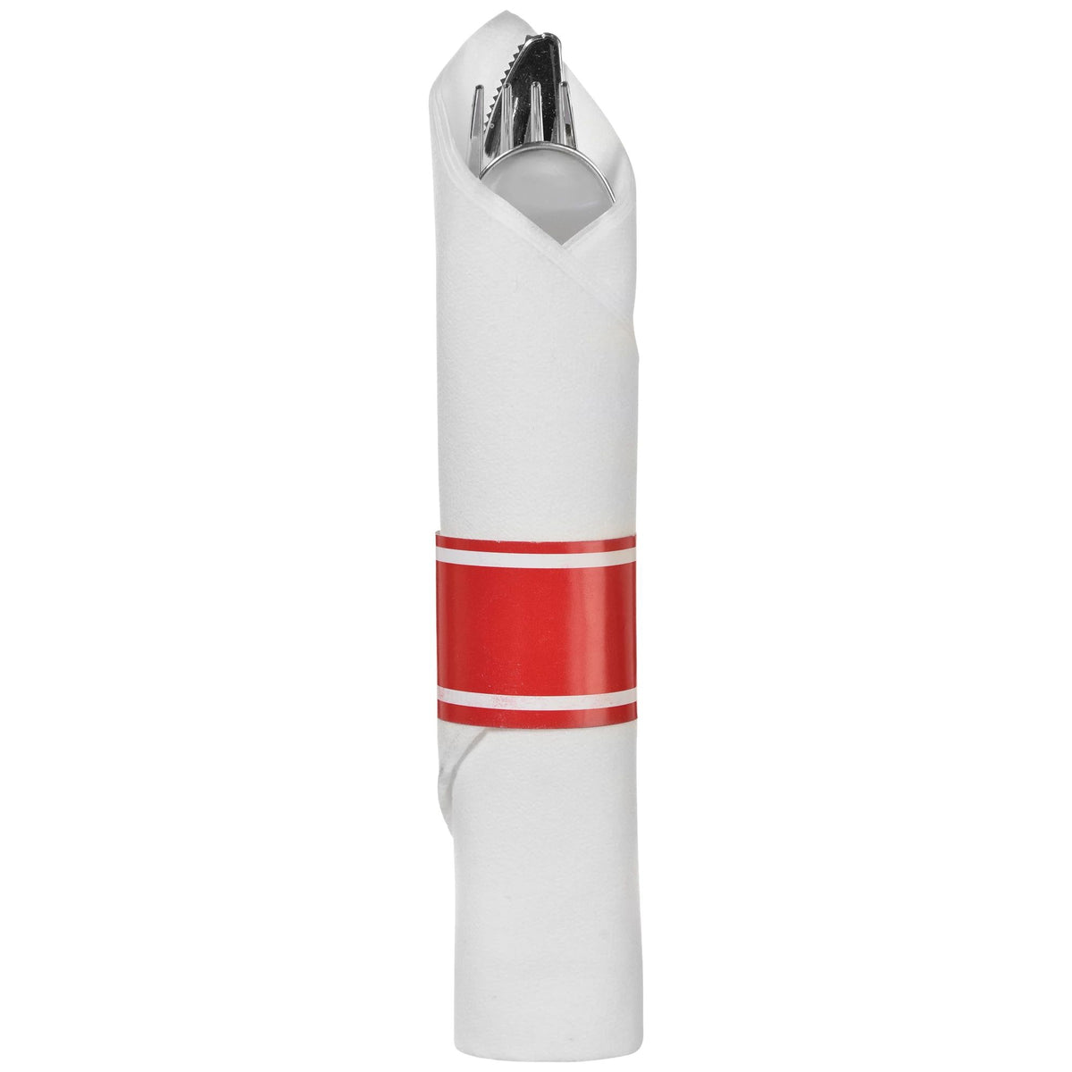 Premium Apple Red Rolled Cutlery Set with Guest Towel  - 10 pack
