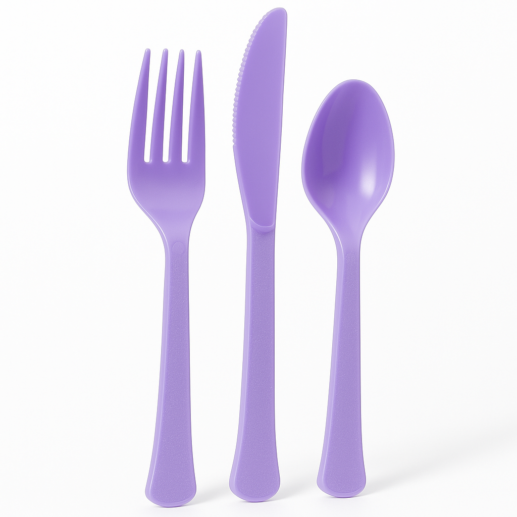 Heavyweight Lavender Plastic Cutlery Set
