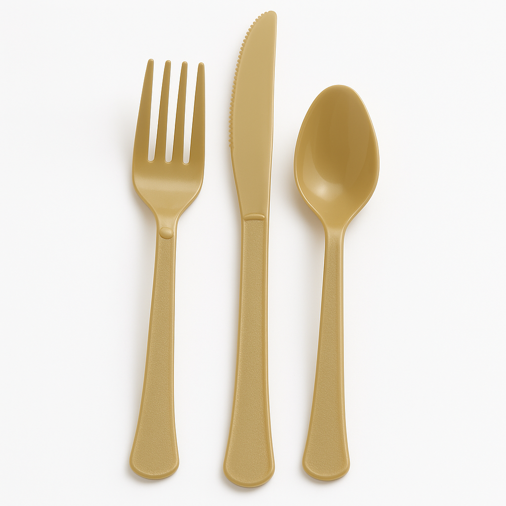 Gold Heavyweight Plastic Cutlery Set - 7.5 in. - 24 Count