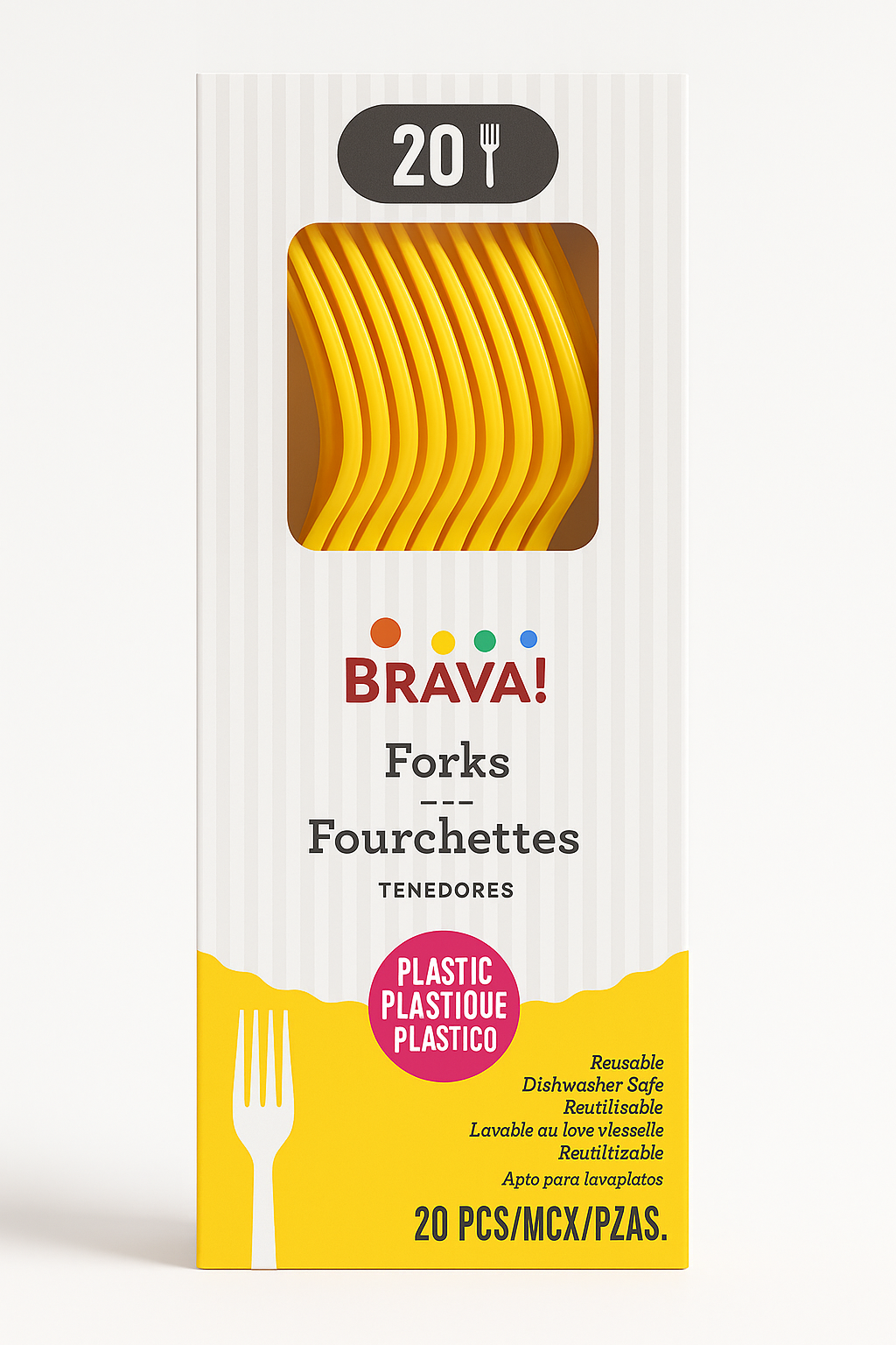 Sunshine Yellow Plastic Forks - 20 Pack