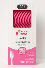 Bright Pink Plastic Forks - 20 Pack