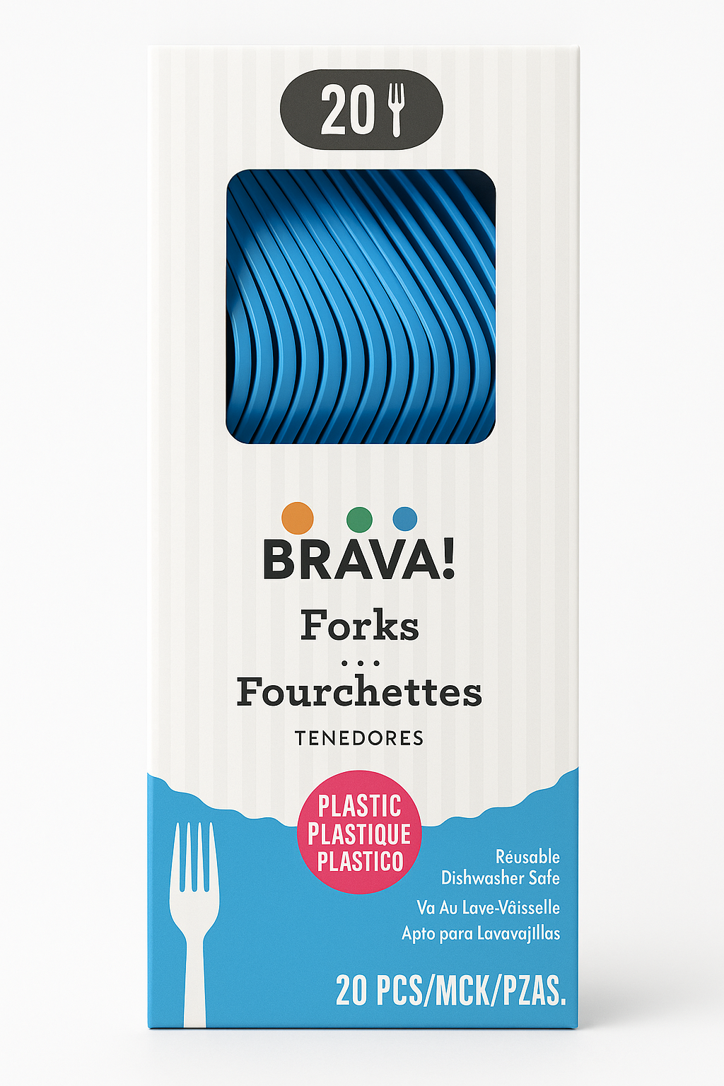 Caribbean Blue Plastic Forks - 7.5 in. - 20 Pack