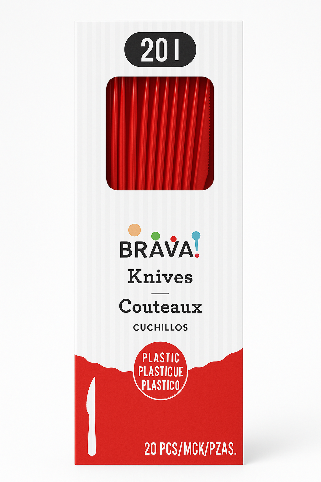 Bold Red Plastic Knives - Pack of 20