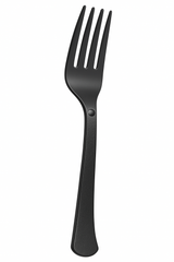 Heavy-Duty Black Plastic Reusable Forks, 50-Pack - 7.5 in.