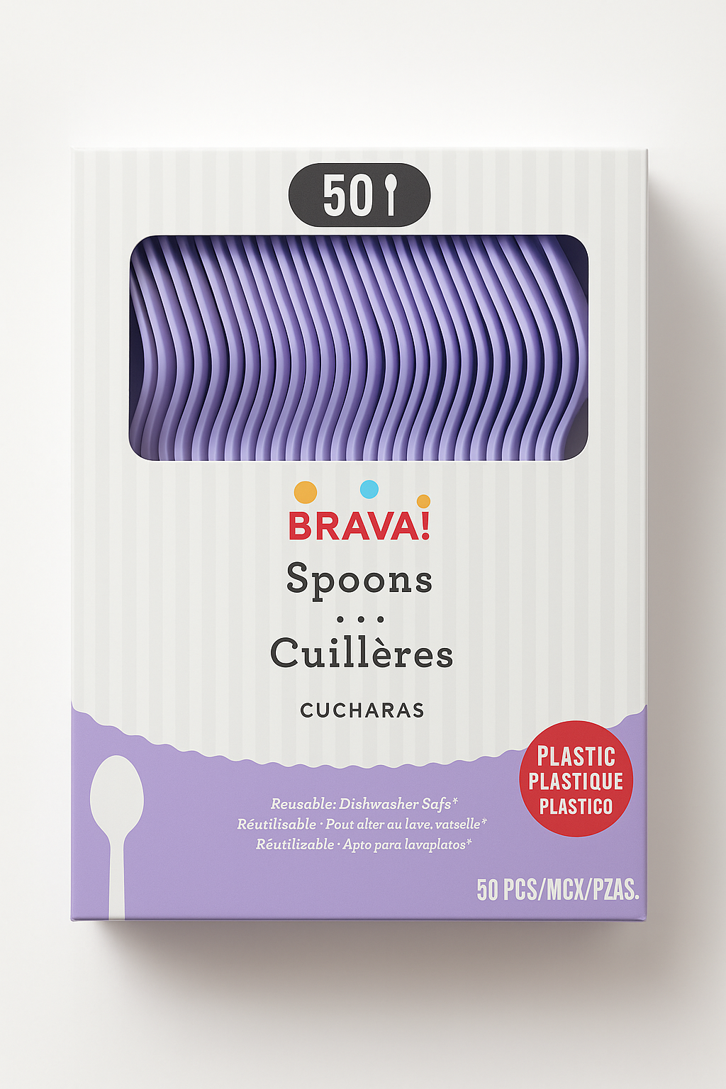 Lavender Plastic Spoons - 7.5 in. - 50 Pack