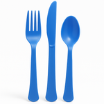 Brava! Bright Royal Blue Plastic Cutlery Set - 24 Count