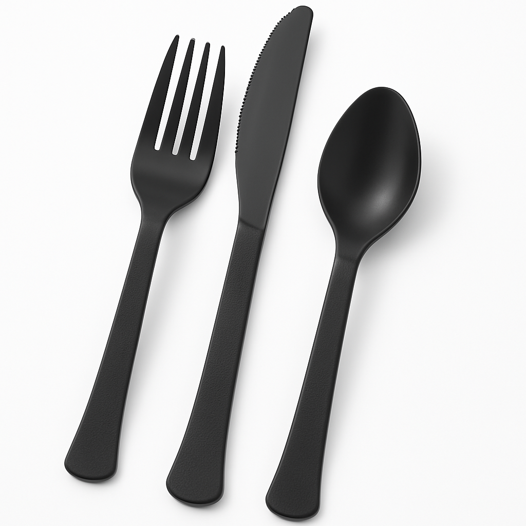 Black Heavy-Duty Plastic Cutlery Set - 80 Count