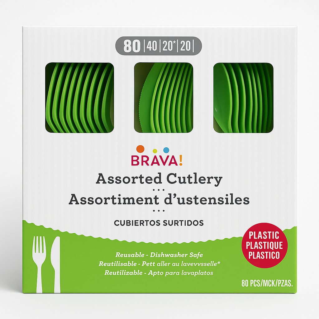 Kiwi Green Heavy-Duty Plastic Cutlery Set - 80 Count