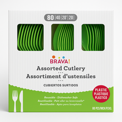 Kiwi Green Heavy-Duty Plastic Cutlery Set - 80 Count