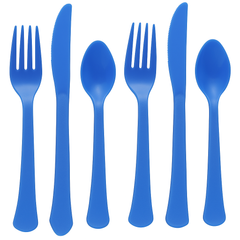Royal Blue Assorted Plastic Cutlery Set - 7.5 in.
