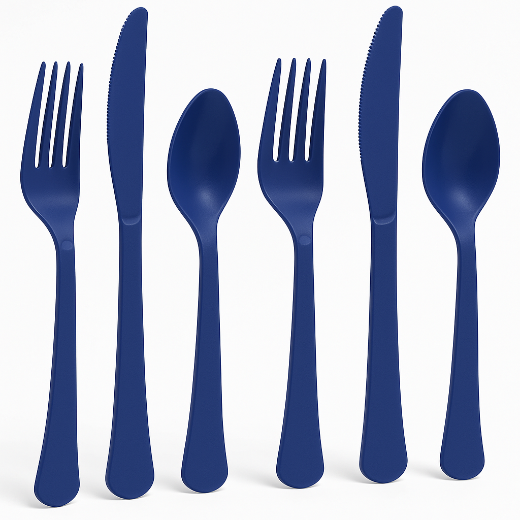 True Navy Plastic Cutlery Set - Assorted - 7.5 in.