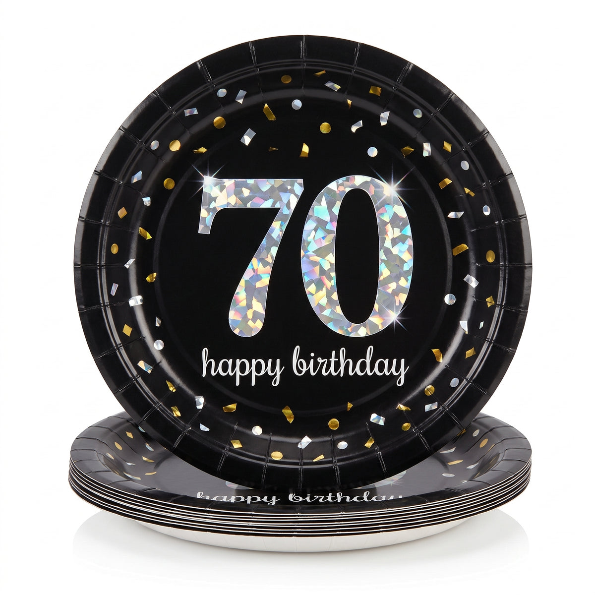 Sparkling Celebration 70th Birthday Prismatic Lunch Plates, 8-Pack
