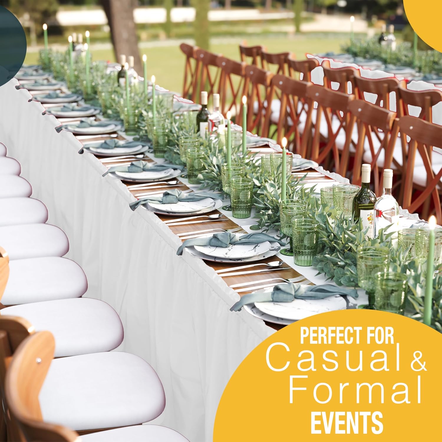 White Plastic Table Skirt | 6 Pack